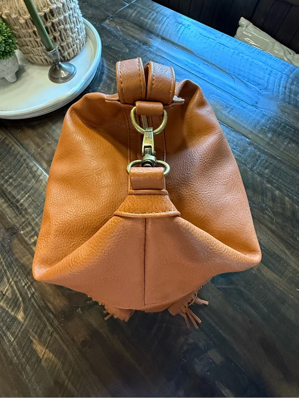 Fringe Convertible Women’s Backpack - Tan Pleather